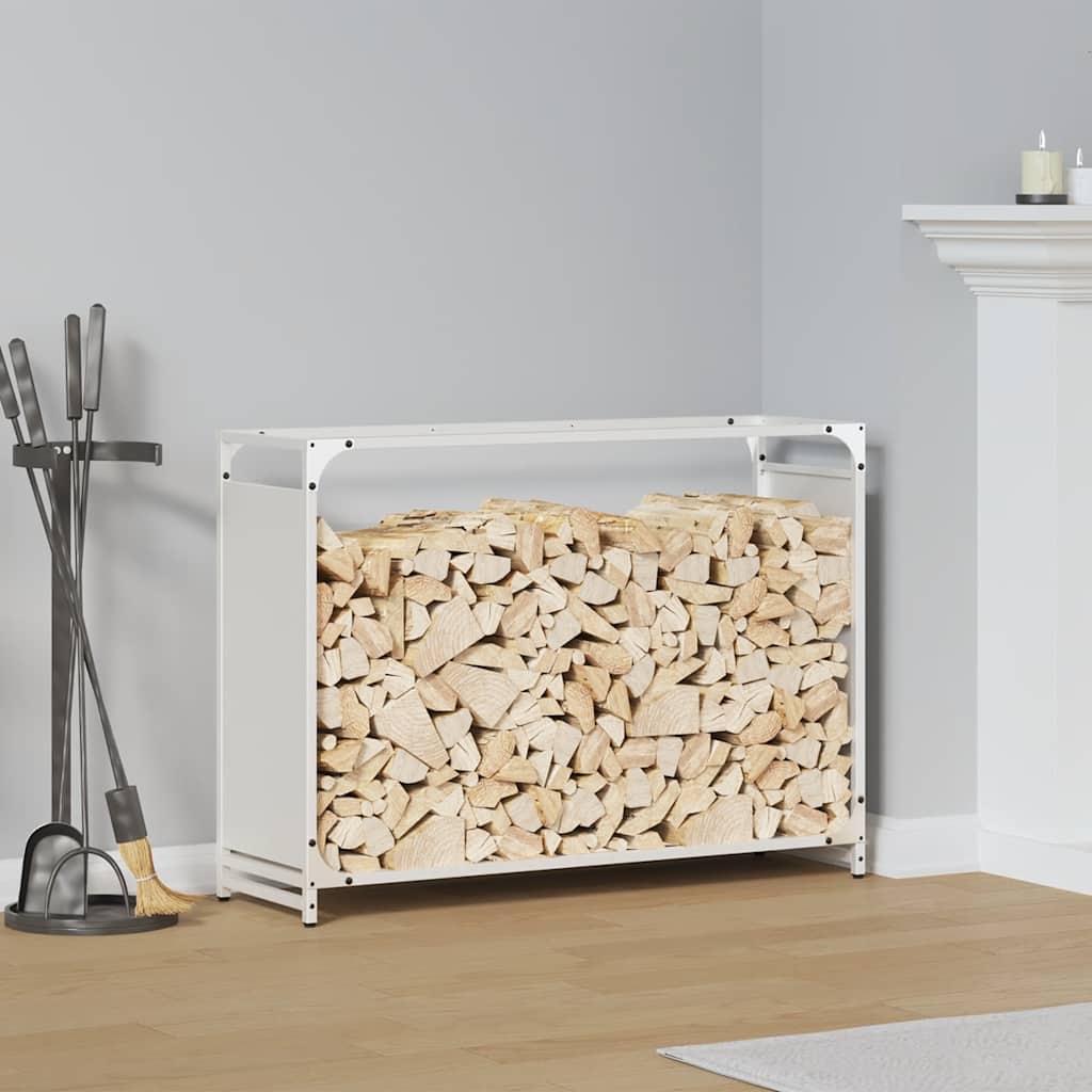 Firewood Rack White 90 x 28 x 65 cm Cold Rolled Steel