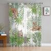 Jungle Tropical Safari Animal Elephant Sheer Window Curtains For Living Room Bedroom Voile Tulle Curtains Drapes For Kitchen