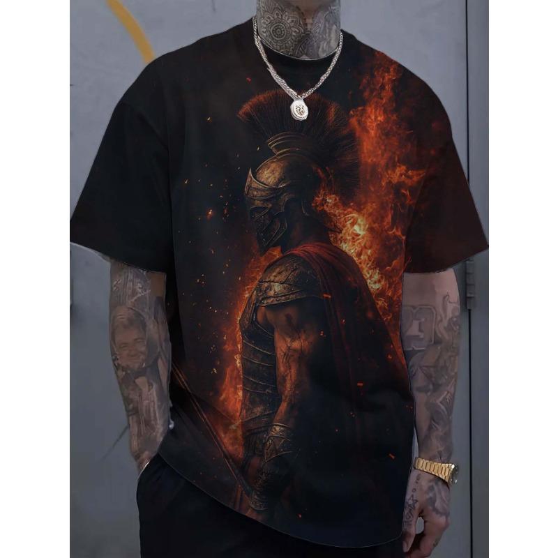 Men's T-Shirts Spartan Pattern 3D Print Tops Tees Summer Fashion Women Streetwear Oversized Unisex T Shirt Men Clothing