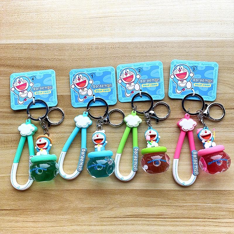 Doraemon Floating Bottle Keychain Cute Acrylic Material Ideal For Car Or Backpack