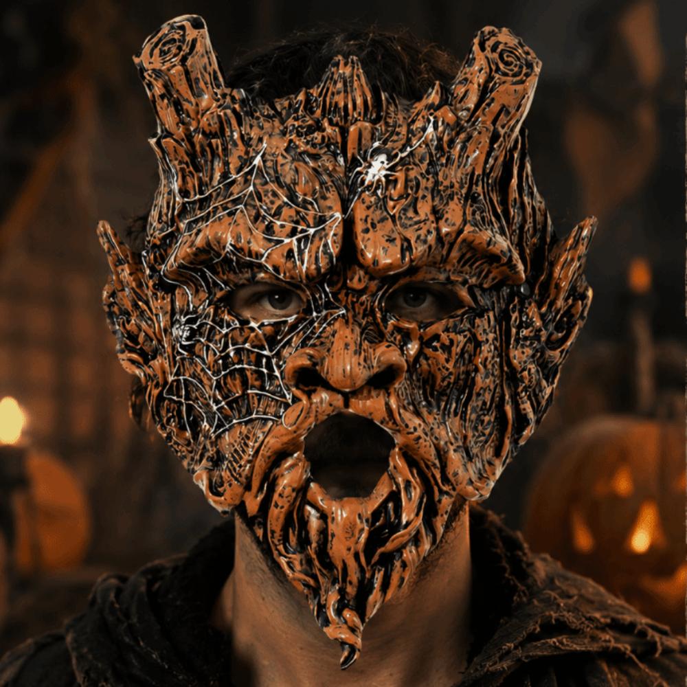 Spider Web Pattern Halloween Tree Demon Mask Realistic Tree Ghost Mask Costume Party
