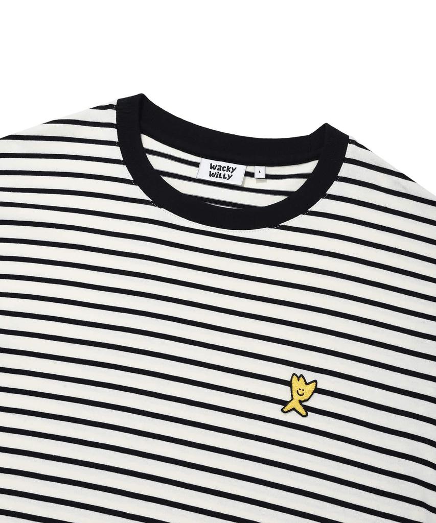 WACKY WILLY Kiki Wappen Striped Short Sleeve T-Shirt Black