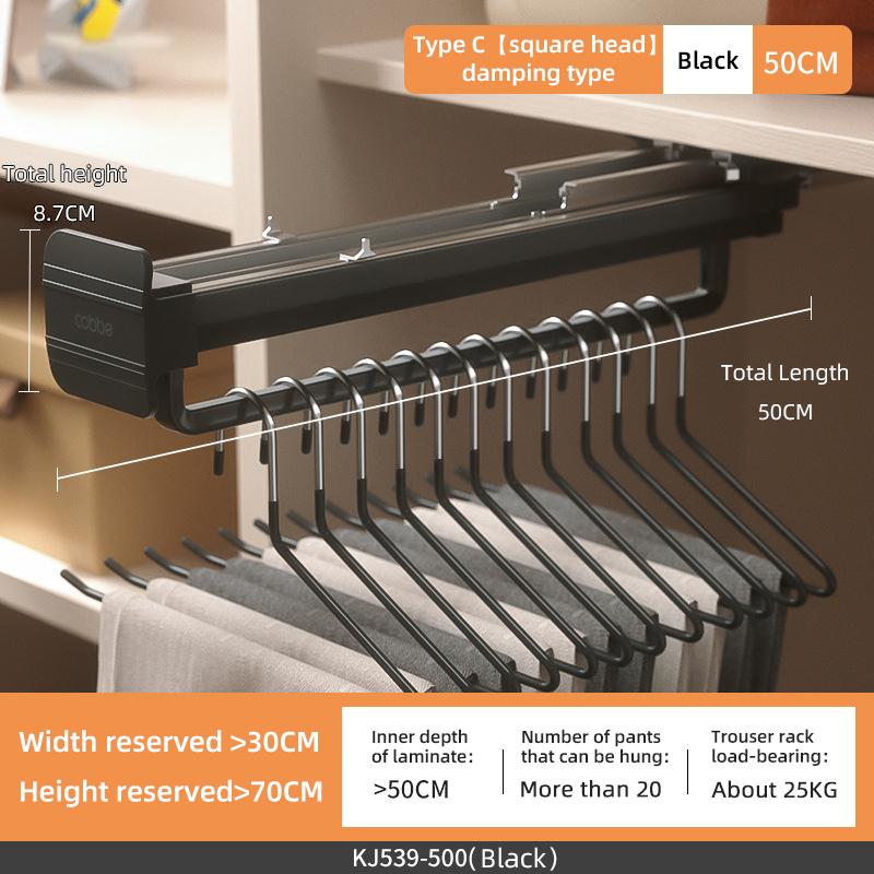 Top Mount Wardrobe Hanger Pulling Out Hangers Extendable Clothes Rail Adjustable Wardrobe Telescopic Rail Rack Trouser Organiser