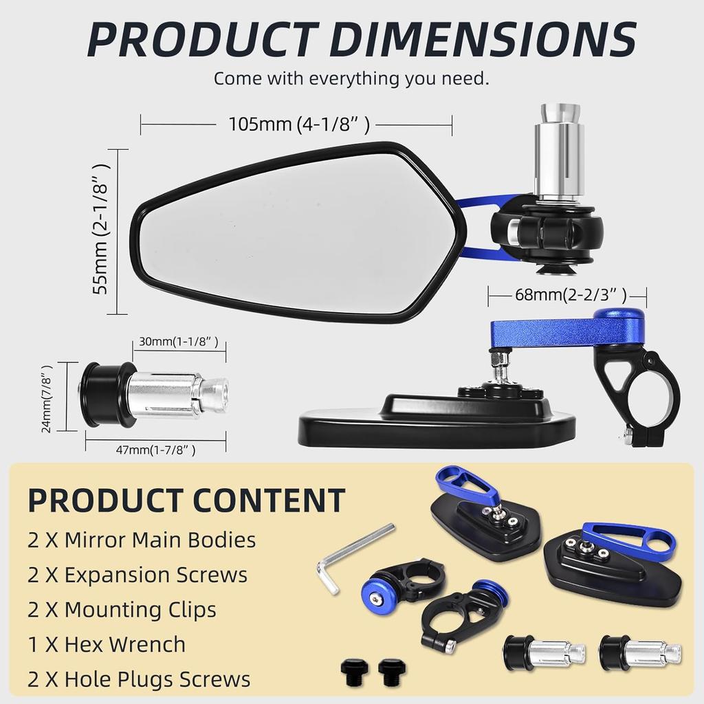 Зеркала для мотоцикла на руль, зеркала-заглушки на руль 7/8 дюйма, совместимые с Honda Grom MSX125 Z650 Z125 Pro Z750 Z800 MT-07 MT-03