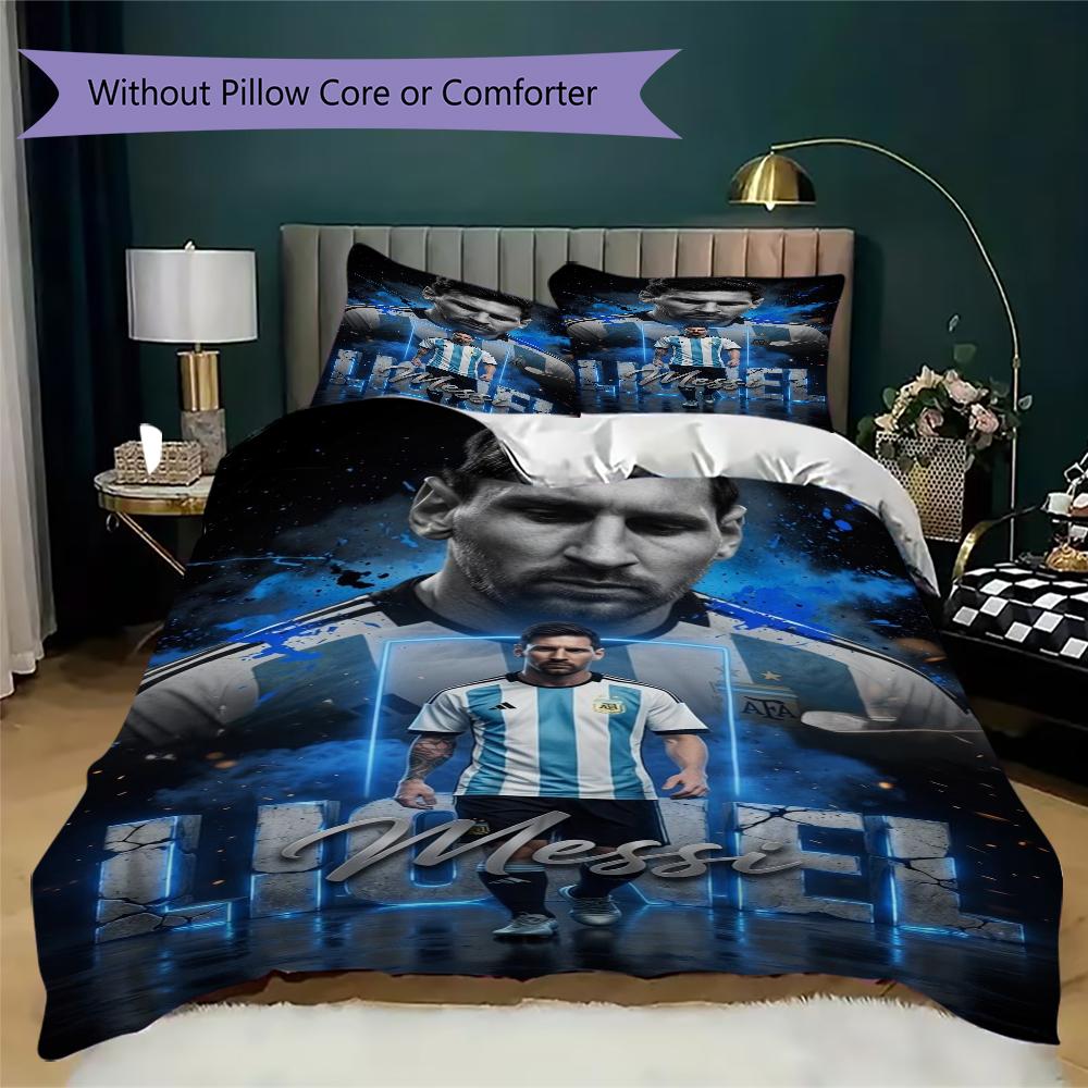 Lionel Messi Soccer Legend Threepiece Set 1 Duvet Cover 2 Pillowcase Without Core Without Core Bedding Set Soft And Comfortable