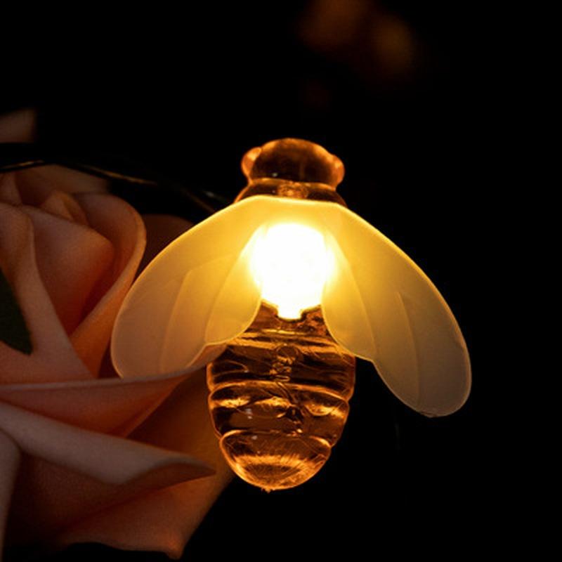 20/30/50/100 светодиодных солнечных гирлянд в виде пчел, сделай сам, уличные водонепроницаемые лампы, украшение газона и сада, мигающие огни, свадебные гирлянды