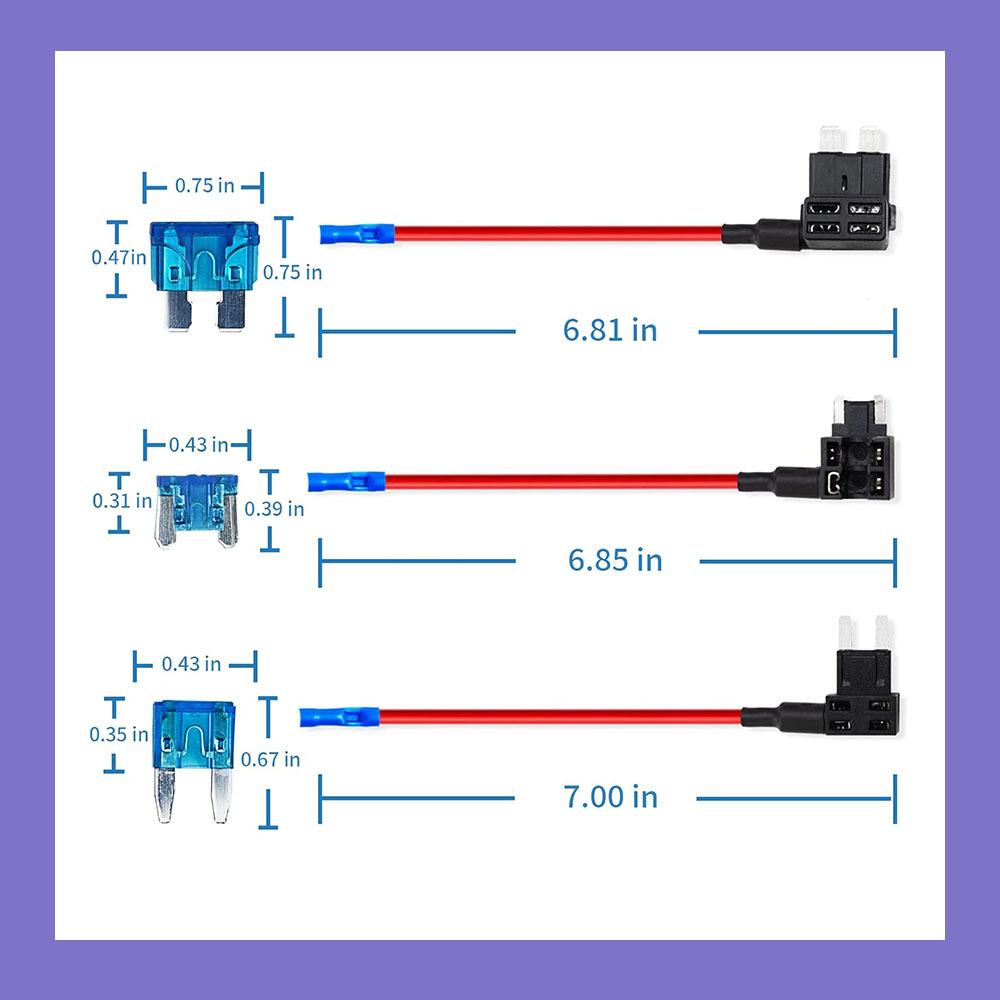 12Pcs 12V Zinc Alloy Add-A-Circuit Fuse Tap Mini/Standard/Low Profile Mini Preinstalled 15AMP Blade Fuse