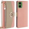 For Motorola Moto G35 5G Case Mirror Wallet Leather Phone Cover with Chain Shoulder Strap
