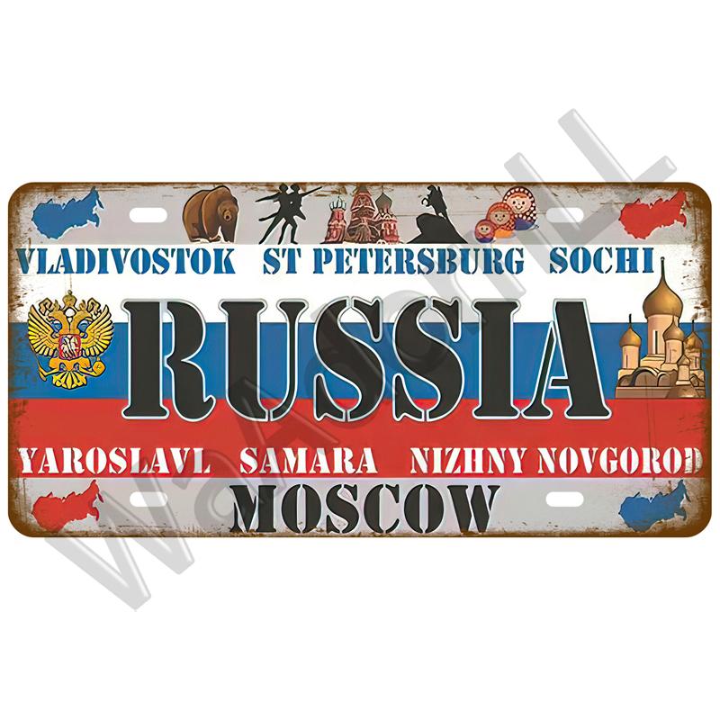 Metal Sign Germany USA Country Flag France Tin Sign Plaque Russia Spain Tinplate Plate For Wall Home Restaurant Craft Bar Decor