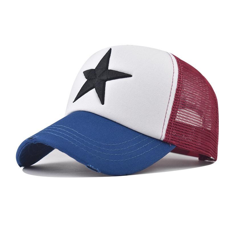 Горячая Распродажа Унисекс Регулируемая Сетчатая Кепка Повседневная Простая Вышивка Пятизвездочный Хлопок Бейсболка Летняя Кепка Дальнобойщика Для Женщин И Мужчин