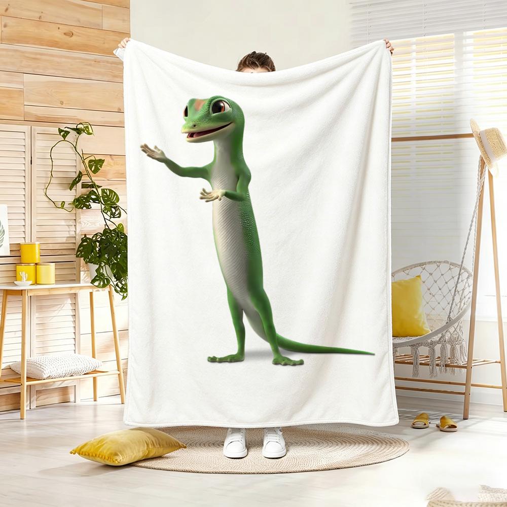 Manta De Franela Ligera De Blanket Con Diseño De Gecko G-Geico, Suave Y Agradable Al Tacto, Ideal Para El Verano
