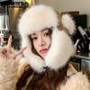 Зимняя женская шапка-ушанка для улицы, для катания на лыжах, теплая и толстая, защита от холода, плюшевая шапка