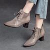Pointed Toe High Heel Sandals Genuine Leather Breathable Hollow-out Boots Retro Women's Shoes