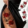 Red Temporary Rose Flower Arm & Leg Tattoo Stickers, Stripper Chest & Thigh Design, Waterproof, Perfect For Women