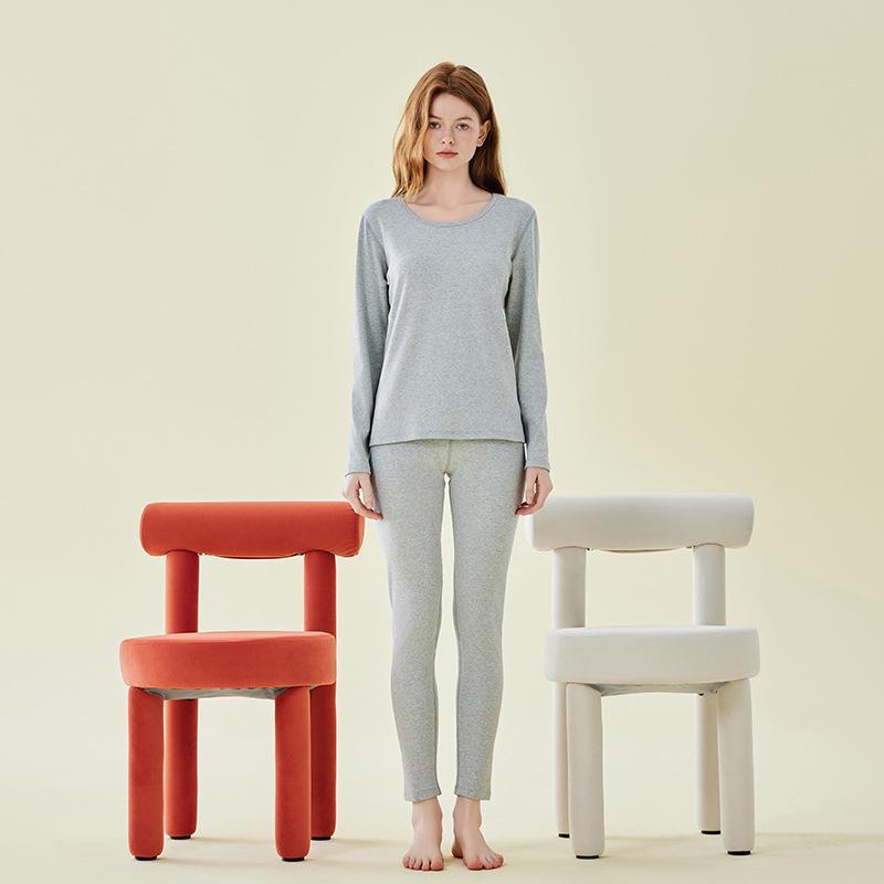 Комплект термобелья унисекс 250 г: Плотный, круглый вырез, начесанный чистый хлопок для осеннего тепла