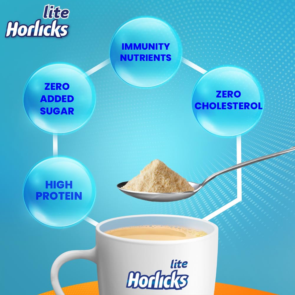 Horlicks Lite 1 кг Мальтовый вкус Питательный напиток для активных взрослых с высоким содержанием белка и без добавленного сахара