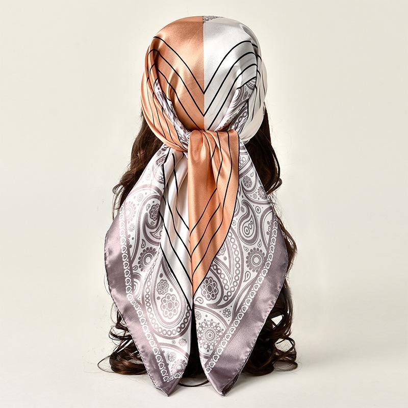 New European and American Printed Silk Square Scarf Fashion Women's Versatile Bag Headscarf Professional Scarf Silk Scarf