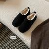 Womens Short Snow Boots Warm Wool-Lined Flat Heel Slip-On Winter In Black Chestnut Mustard Light Oak