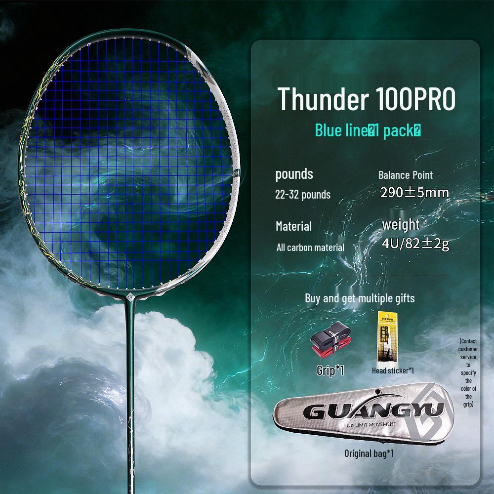 Профессиональная бадминтонная ракетка Thunder 100 - Полностью углеродное волокно 4U для взрослых
