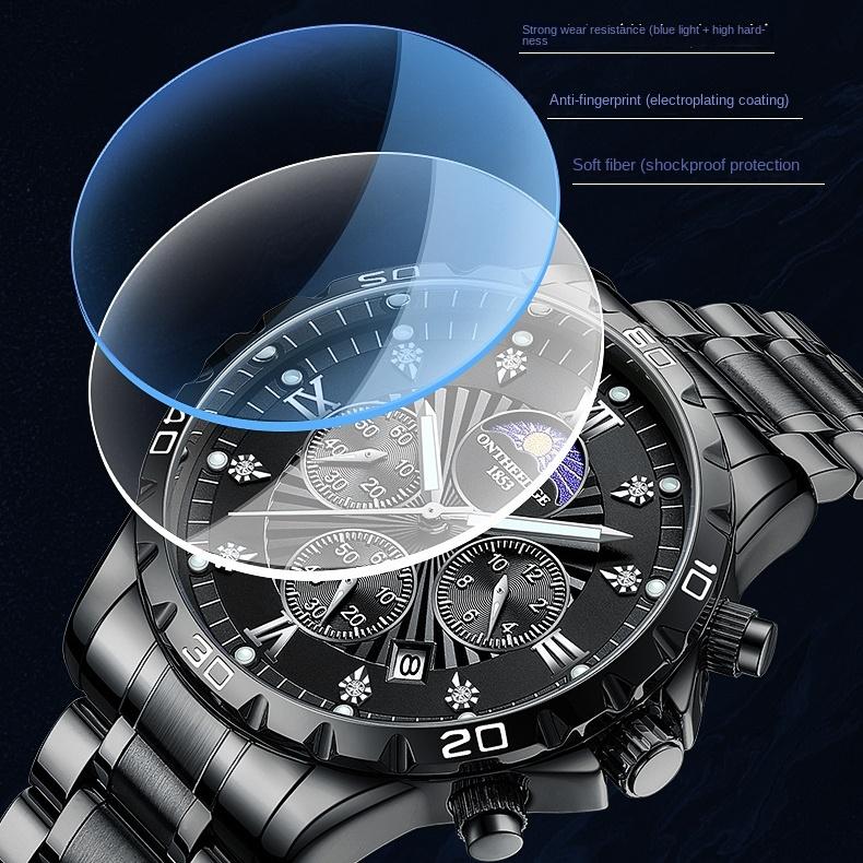 ONTHEEDGE Мужские часы Многофункциональные светящиеся в темноте водонепроницаемые механические часы с твердым стальным ремешком