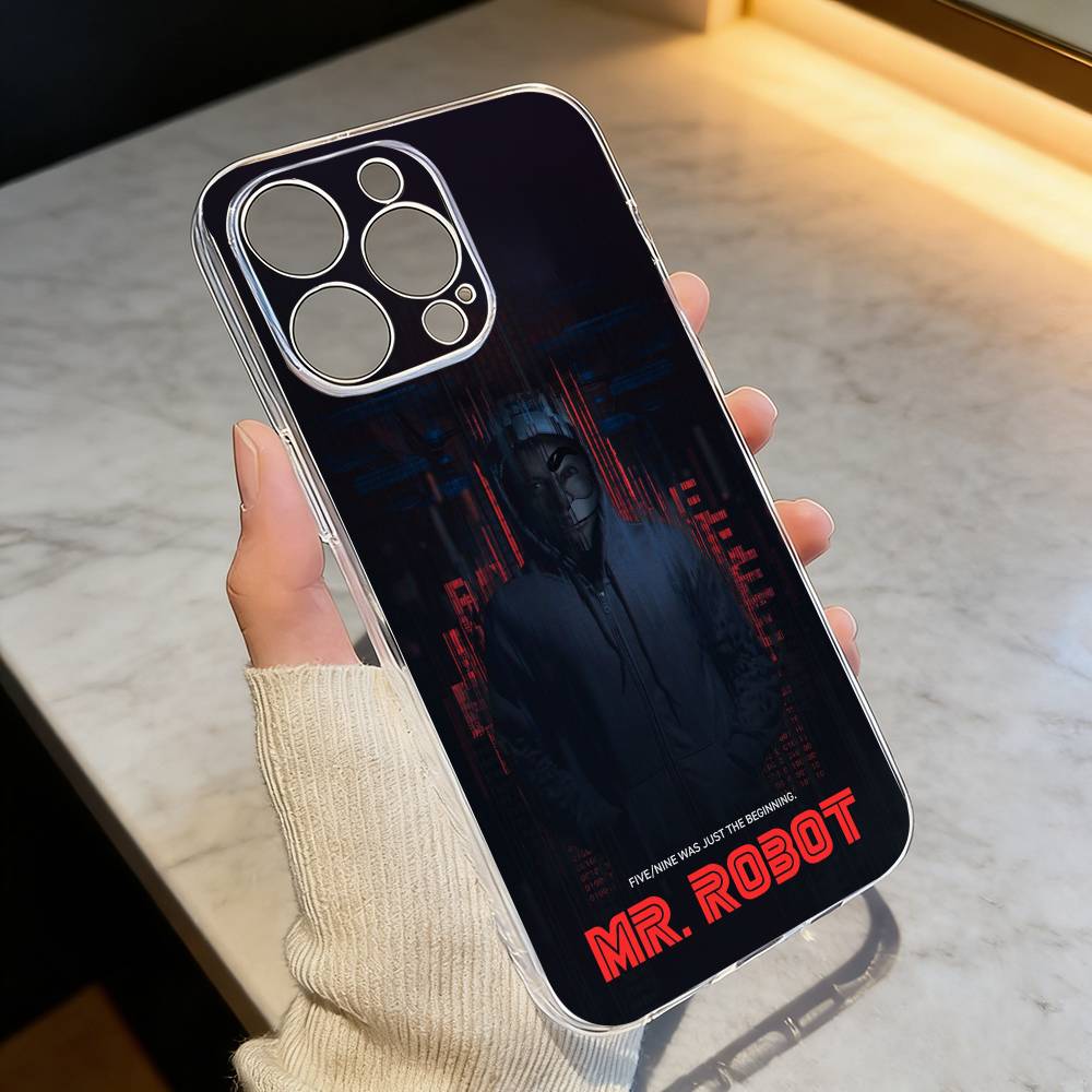 Чехол для телефона Mr R-Robot F-Fsociety для iPhone 17 16 15 14 13 12 11 Mini Pro Max Plus Прозрачная крышка