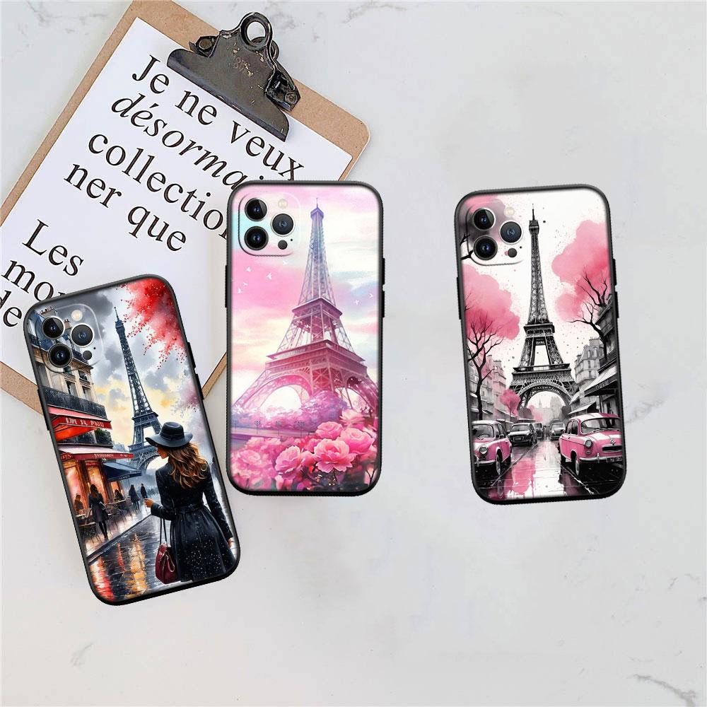 BF87 Париж Эйфелева башня Мягкий чехол для телефона iPhone 16 15 14 13 12 Pro Max Plus Mini