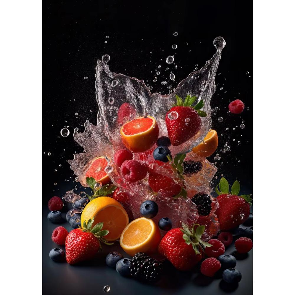 Fresh Fruits Water Splash Posters and Prints Canvas Painting Wall Art Picture for Restaurant Kitchen Home ation