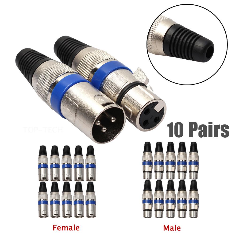 10 шт. 3-контактный XLR аудиокабельный разъем MIC штекер гнездо профессиональный микрофонный провод разъем адаптер питания