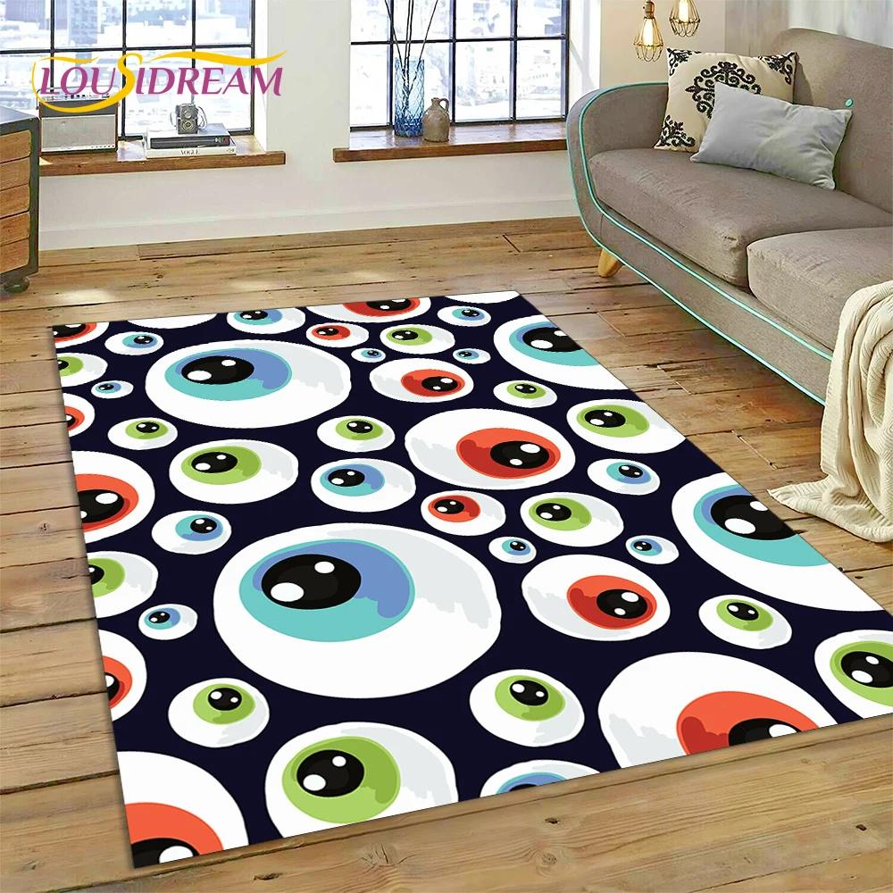 Ковер Коврик Глаз Фатимы Турция Синий Назар Глаз Гора для Декора Гостиной Спальни, Напольный Коврик Нескользящий Декор для Дивана Придверный Коврик