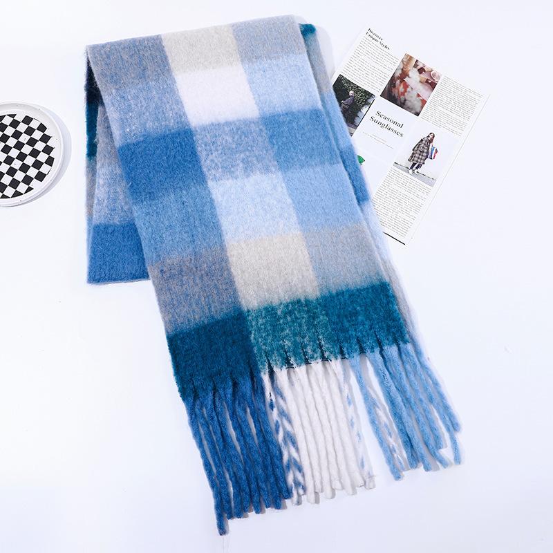Imitation Cashmere Scarf for Women Winter Warm Thickening New Solid Color Scarf for Men Thick Tassel Woolen Scarf