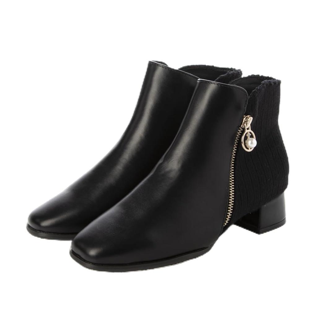 Pitti Side Zipper Square Short Boots