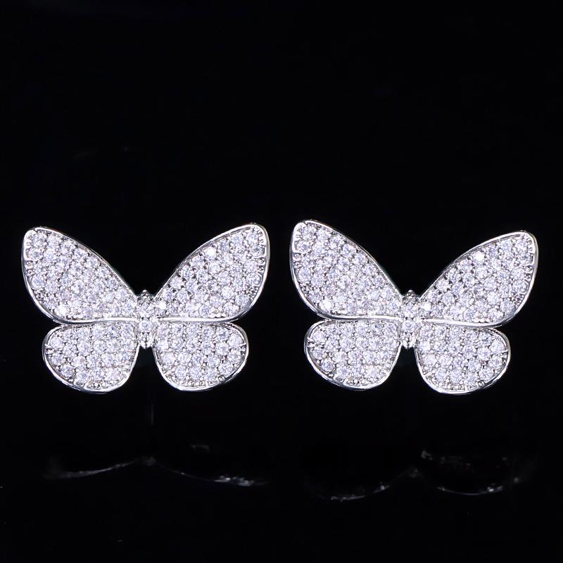 CMM Trendy Zirconia Chic Butterfly Shape Big Stud Earrings