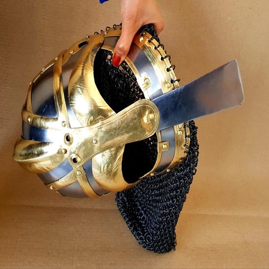 Viking Chainmail Helmet Vandal Medusa Steel and Brass Helmet Hand-Forged Chainmail Armor Medieval Warrior Gift