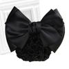Solid Color Women Hair Clip Cover Lady Hair Accessories Net Bun Snood Satin Bowknot Hairpins