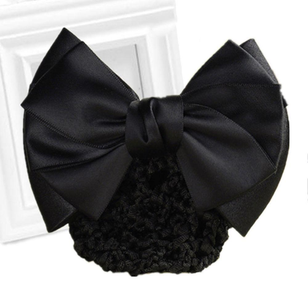 Fashion Bow Barrette Hair Clip Cover Lady Net Bun Snood Hair Accessories Hairpins Satin Bowknot