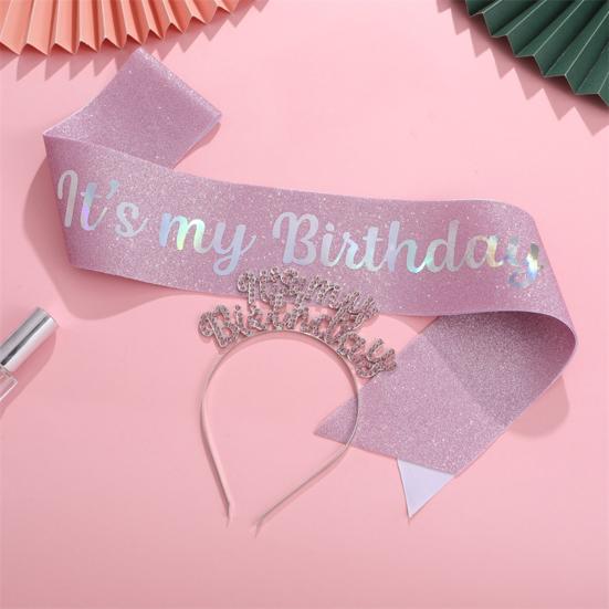 2 шт./компл., женская корона с днем ​​рождения, повязка на голову со стразами, набор, диадема на день рождения, для вечеринок для девочек