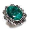 Emerald(Simulated) Gemstone Handmade 925 Sterling Silver Gift Ring Size 8 k0C53