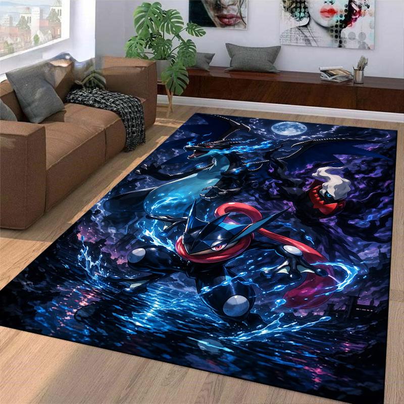 "Dark-Themed Cartoon Characters Carpet with Fantasy Elements Design" Suitable for use as an anti-slip for living room bedroom sofas