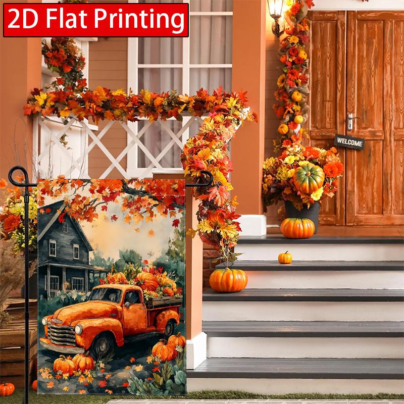 Thanksgiving Pumpkin Autumn Farmer Truck Maple Leaf Garden Flag 3 (1) Outdoor Garden Flag Double-Sided Home Decoration Courtyard Decoration Outdoor D