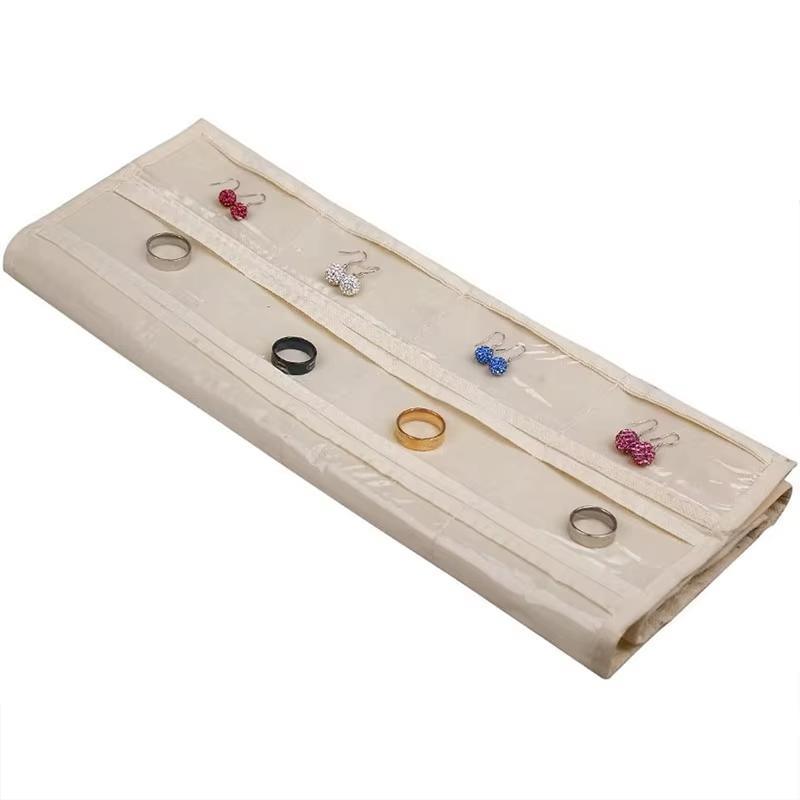 1pc 80 Pockets Jewelry Storage Bag Non-woven Fabric Hanging Women Jewelry Organizer Earrings Necklace Ring Display Holder