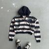 Свитшот с капюшоном на молнии в стиле Y2K Streetwear с вышитыми полосками, женский оверсайз топ с длинным рукавом, готическая панк-эстетика