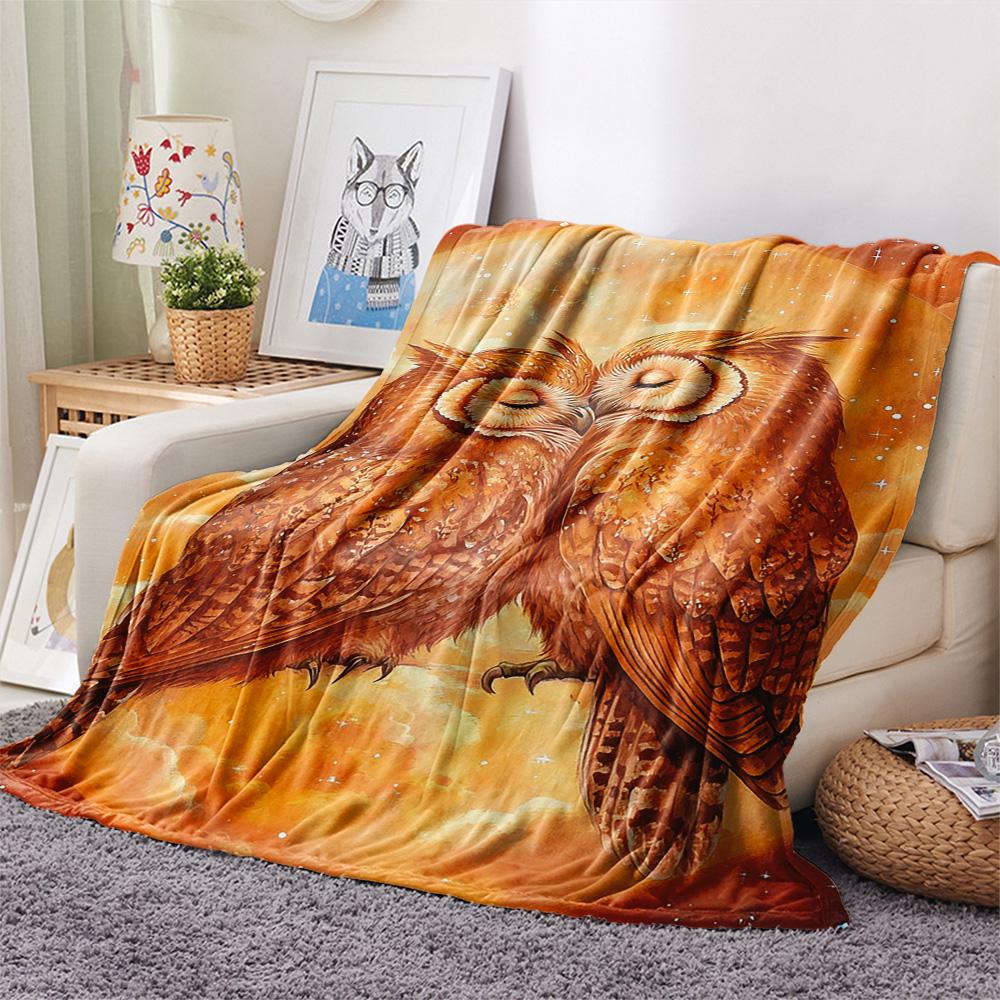 Фланелевое одеяло с принтом совы, Высококачественное, Удобное для всех сезонов, Декор для дома, Тепло и уют, Идеально для рождественских подарков