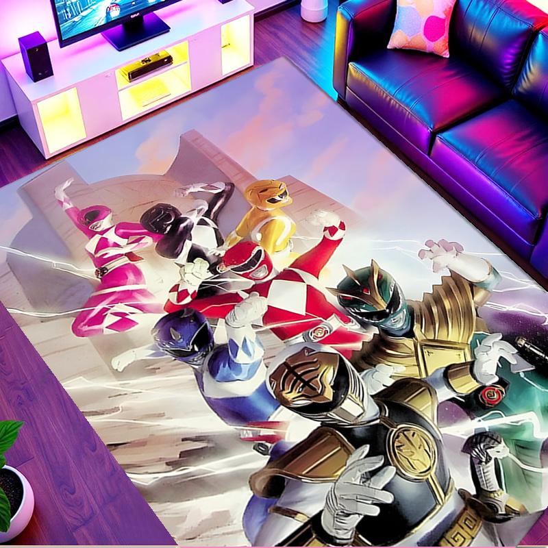 Mighty Morphin Power Rangers Print Rug, Washable Floor Carpet, For Entryway Dorm Laundry Room Office Study, Home Decor Birthday Christmas Gift