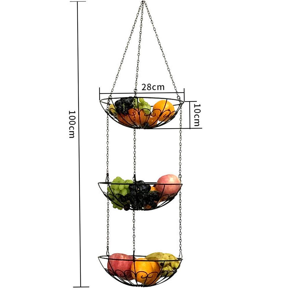 Fashion Space Saving 3Layers Iron Wire Fruit Basket for Storage