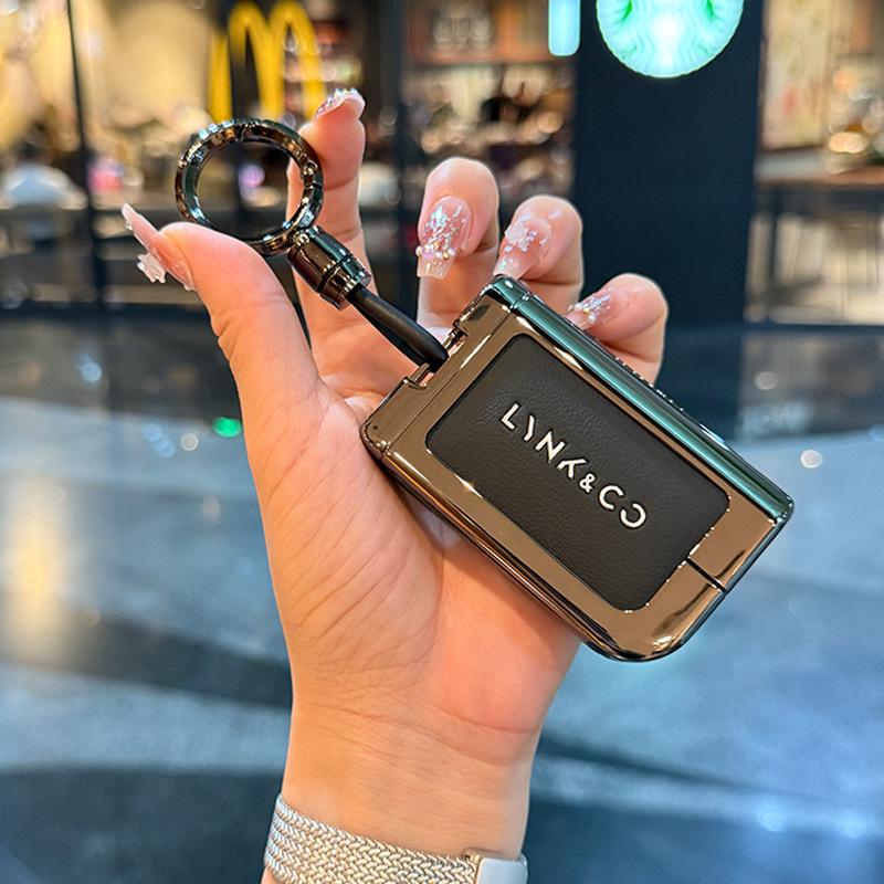 High-End Leather Metal Key Case: Fits Lynk & Co Models 03, 07, 09 - Full Coverage Protection for Remote Key Fob