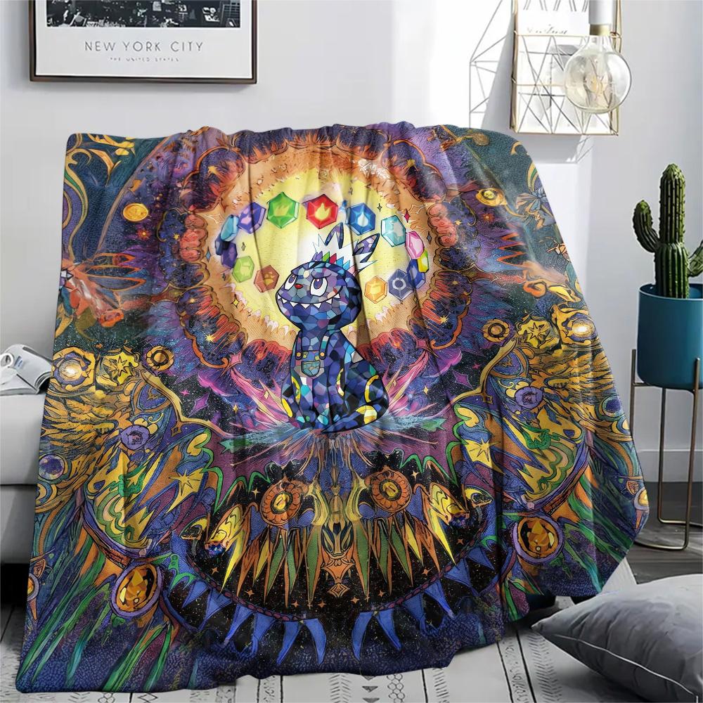 Labubu Print Flannel Blanket, Ultra Soft High Quality All Seasons Warm Throw, Home Decor Cozy Blanket, Perfect Christmas Gift