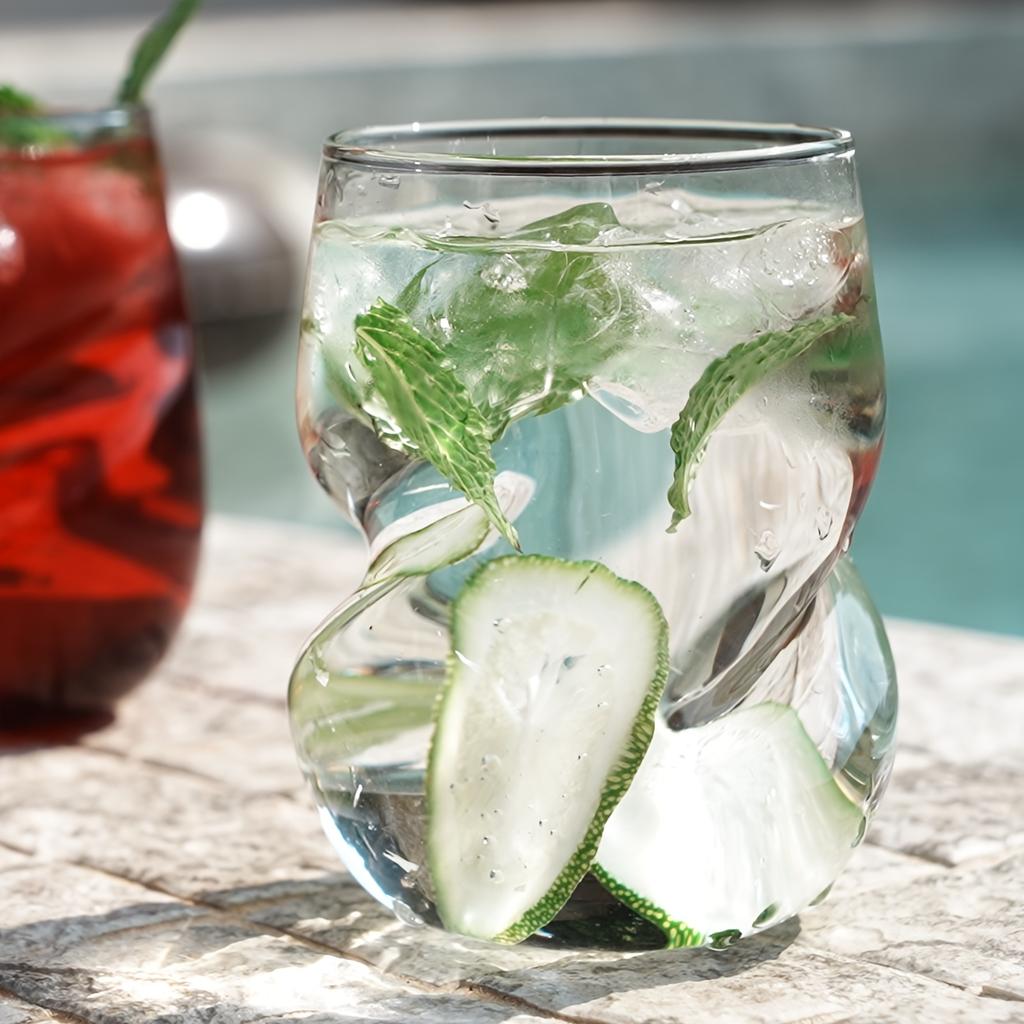 Бокалы для красного вина - Высокоборосиликатное стекло, Уникальный вихревой дизайн, Можно мыть в посудомоечной машине, Идеально подходят для кофе со льдом, латте, сока