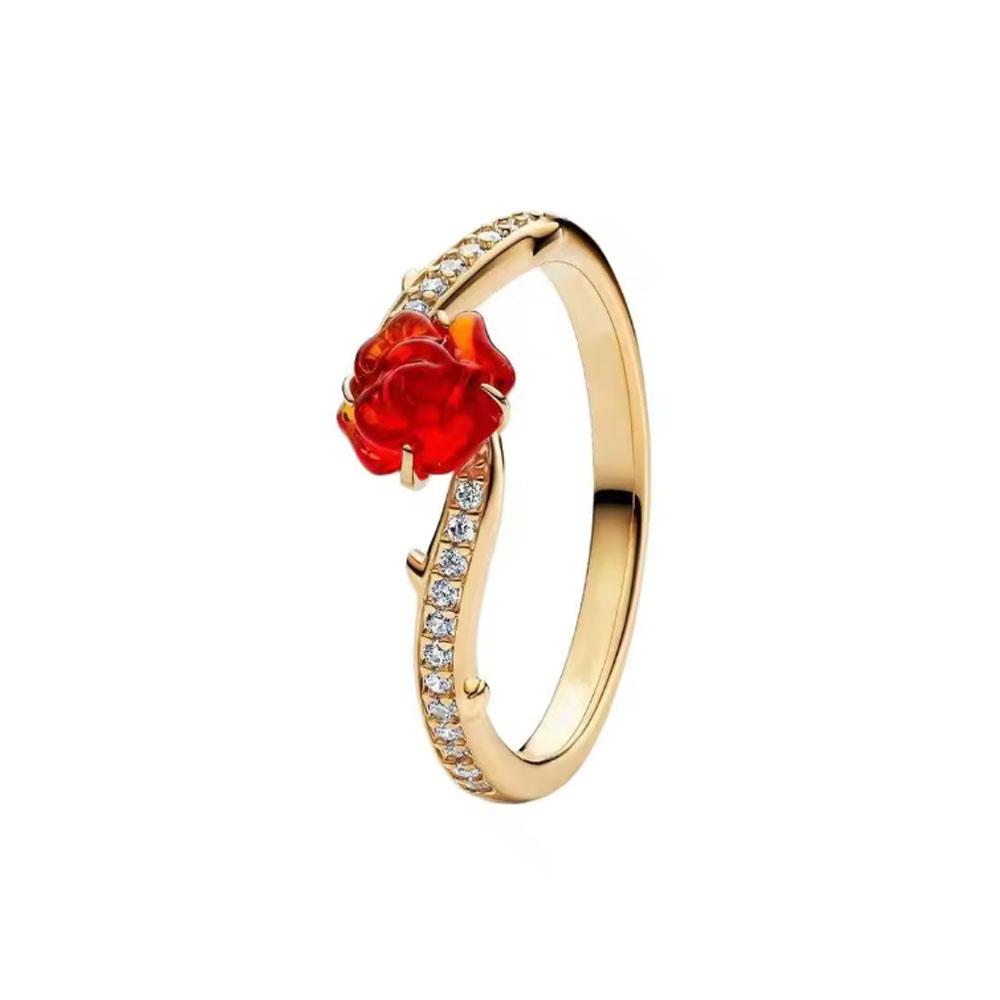 Heart-shaped Butterfly Flower Ring, Suitable for European Women's Exquisite Charm Jewelry Gifts