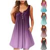 Женское платье-майка Летнее плиссированное платье Милое без рукавов Легкое пляжное платье-туника Платье-майка на пуговицах с V-образным вырезом
