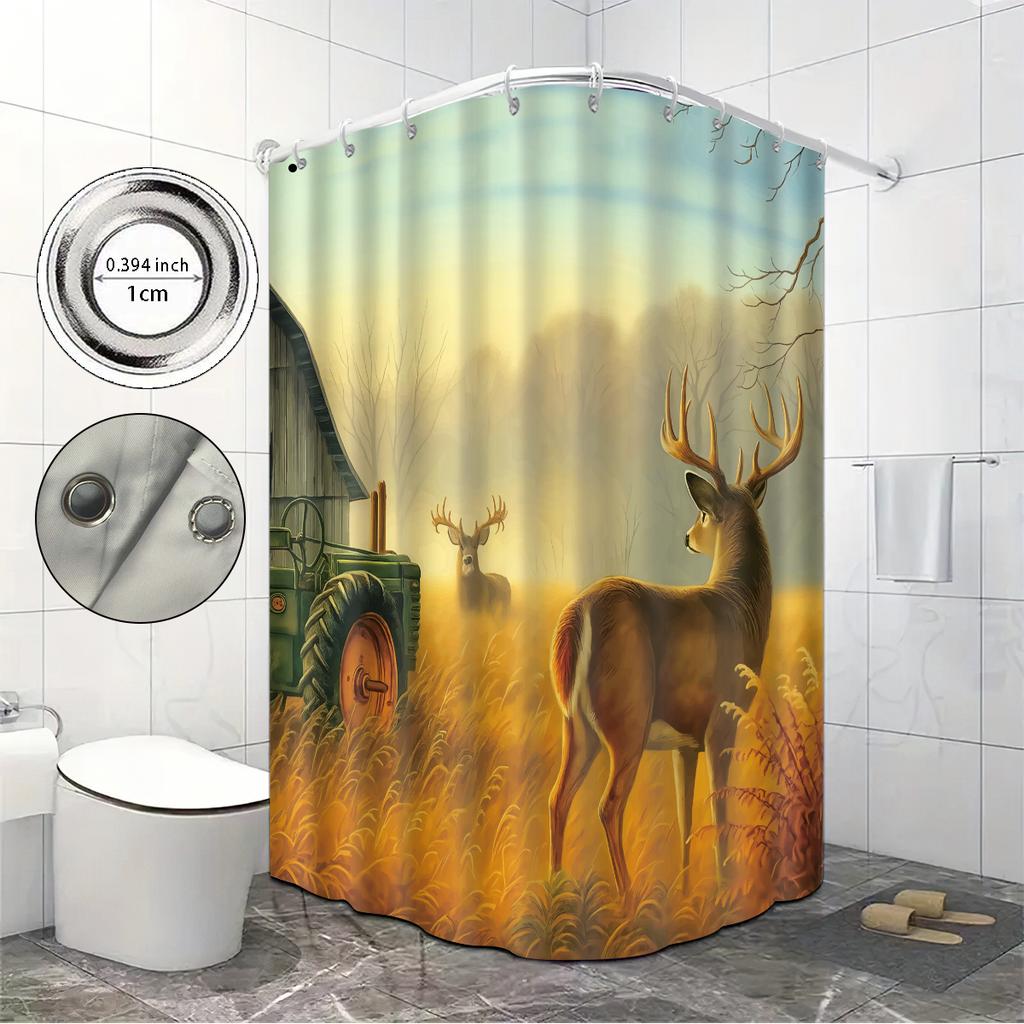 1 шт. Водонепроницаемая шторка для душа с принтом фермерского лося, разделительная шторка для ванной комнаты, защита, конфиденциальность, разные размеры, простая установка